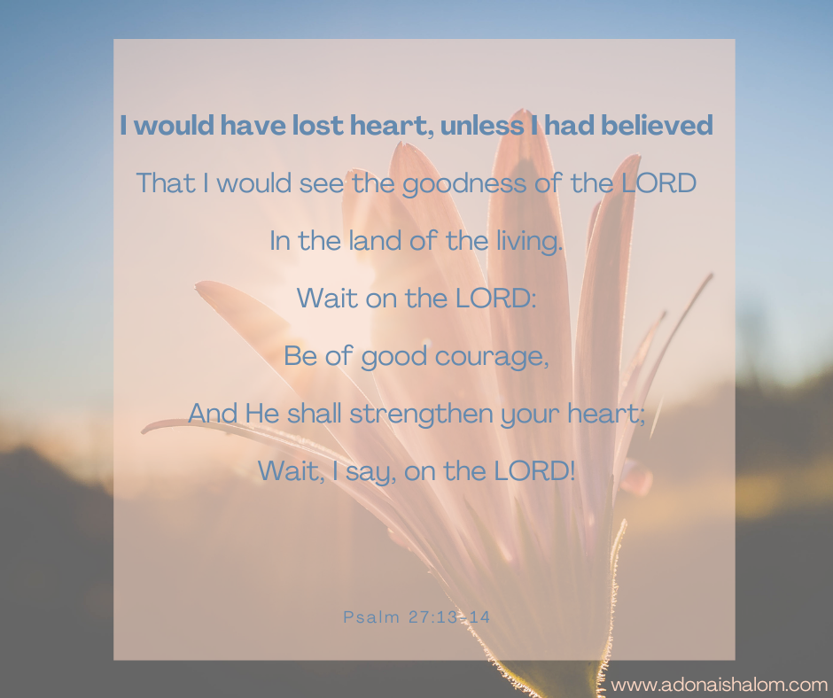 Psalm 27 13 14 I would have lost heart unless I had believed